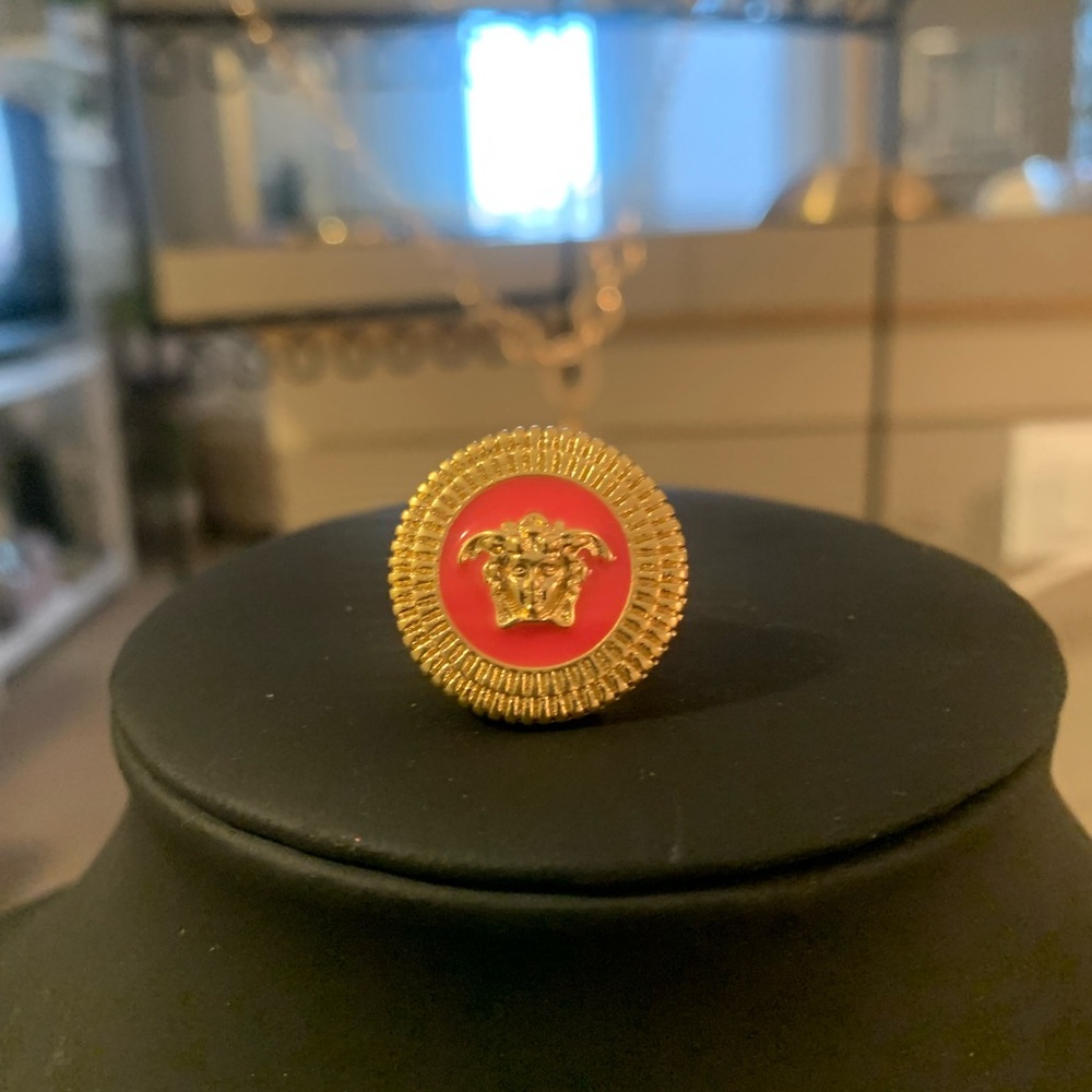 Gold and Red Medusa Ring